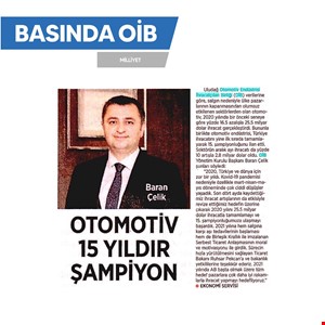 OTOMOTİV, İHRACATIN 15 YILDIR ARALIKSIZ ŞAMPİYONU